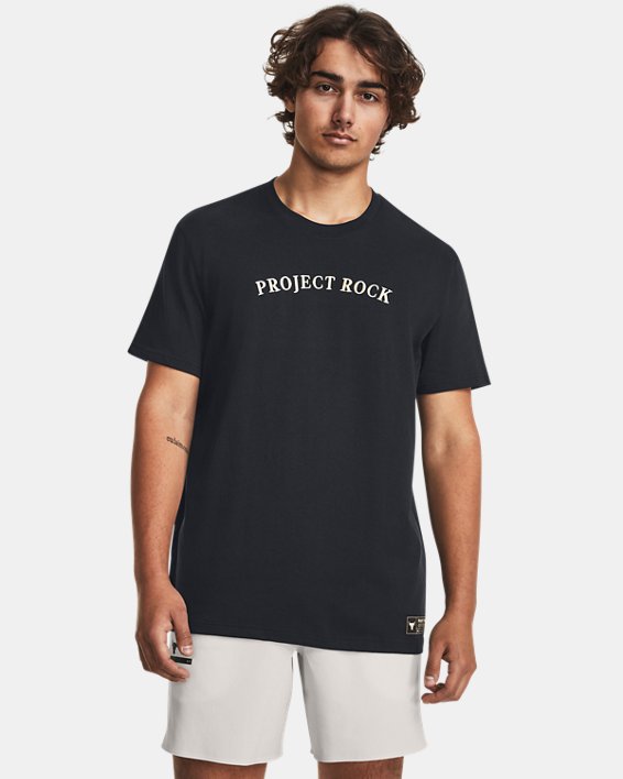 Men's Project Rock Crest Heavyweight Short Sleeve in Black image number 0